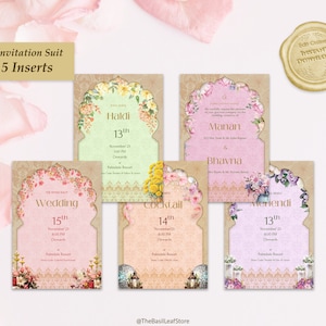 Convite de casamento para casamento indiano Convite de luxo para casamento indiano tradicional Design de convite pastel para casamento indiano Convite faça você mesmo