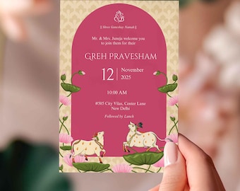 Indian Housewarming Invitation, Griha Pravesh Template (PDF)