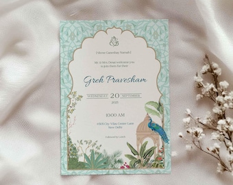 Grah Pravesh Invitation card as Griha Pravesh Invitation Template, Housewarming Invite Indian card as Indian housewarming invitation card