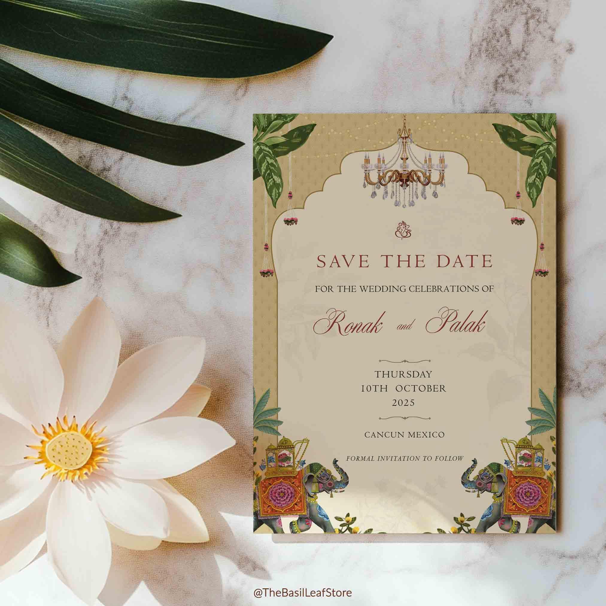 Indian Save the Date, Hindu Wedding Invitation Template, Digital Save ...