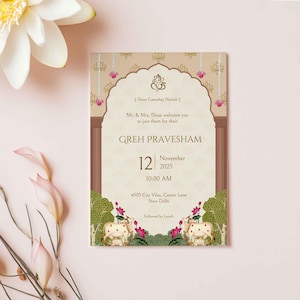 Carte d&#39;invitation Grah Pravesh comme modèle d&#39;invitation Griha Pravesh, carte indienne d&#39;invitation de pendaison de crémaillère comme carte d&#39;invitation indienne de pendaison de crémaillère