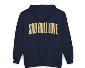 SK8 Roll Love Hoodie | Zip Up Sweatshirt Roller Skate Graphic