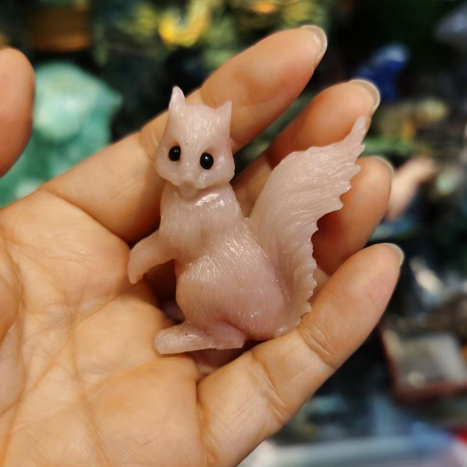 Unique Pink Opal Rabbit Carvingcat Carving Squirrel Carved - Etsy
