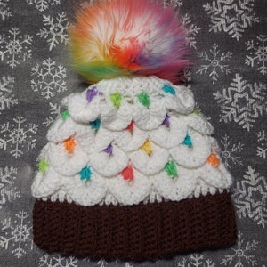 Twinkles & Sprinkles Double Beanie PDF PATTERN ONLY, Christmas tree hat pattern, cupcake hat pattern, holiday hat pattern image 2