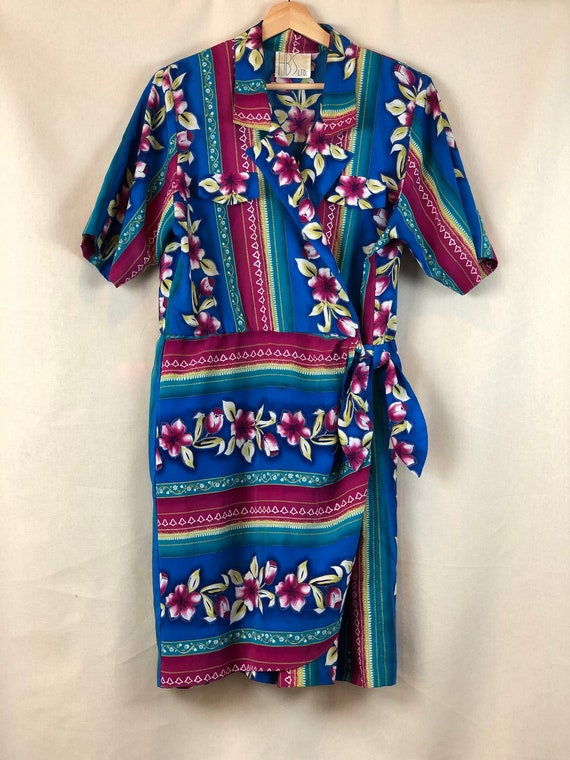 HBS Ltd. Hawaiian Tie Front Jumper Dress