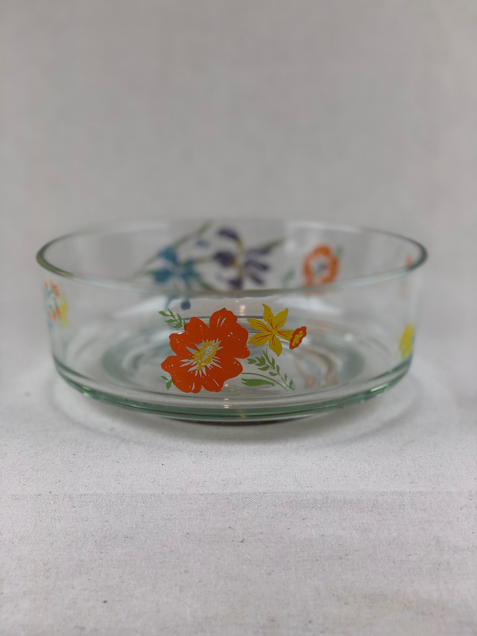 Vintage Glass Flower Serving Bowl Etsy