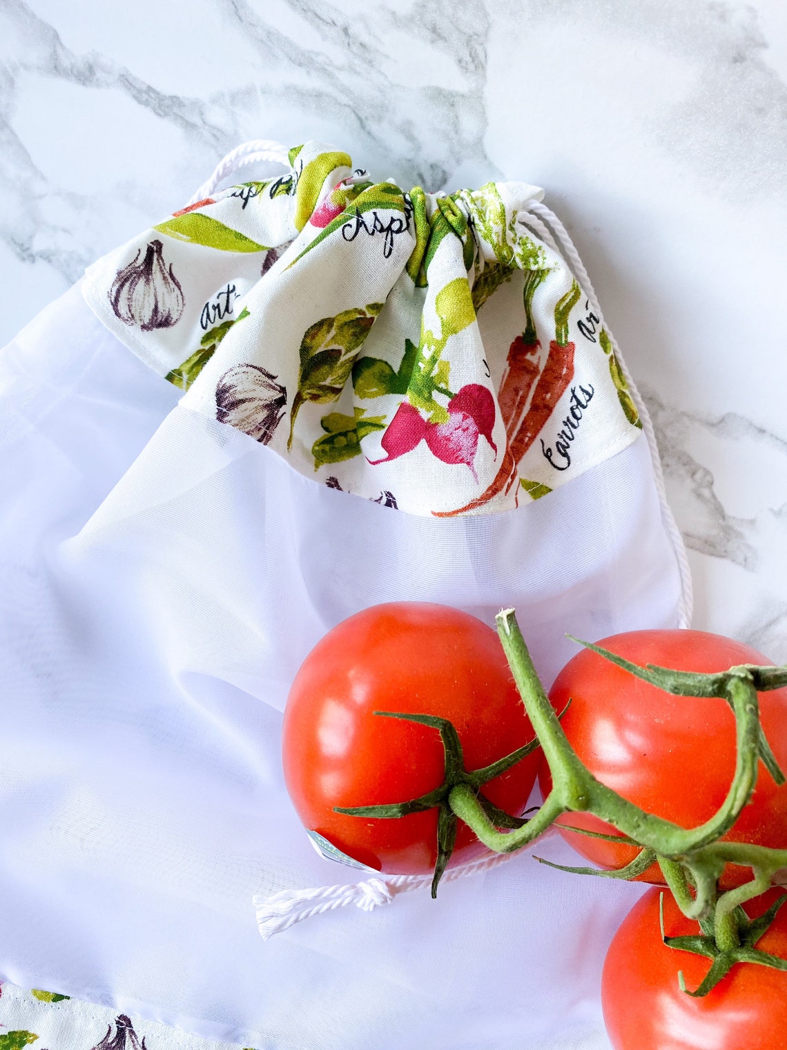 Set of 3 Reusable Produce Bags Vegetable Bag Upcycled Bag Etsy