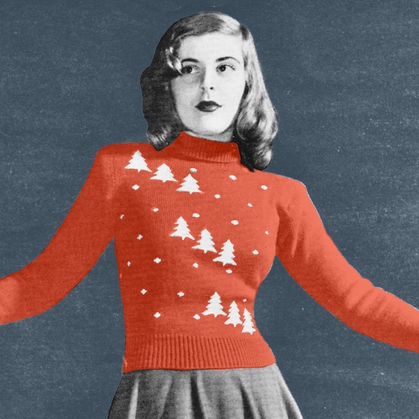 Christine 1940s Festive Christmas Tree Sweater Knitting Pattern