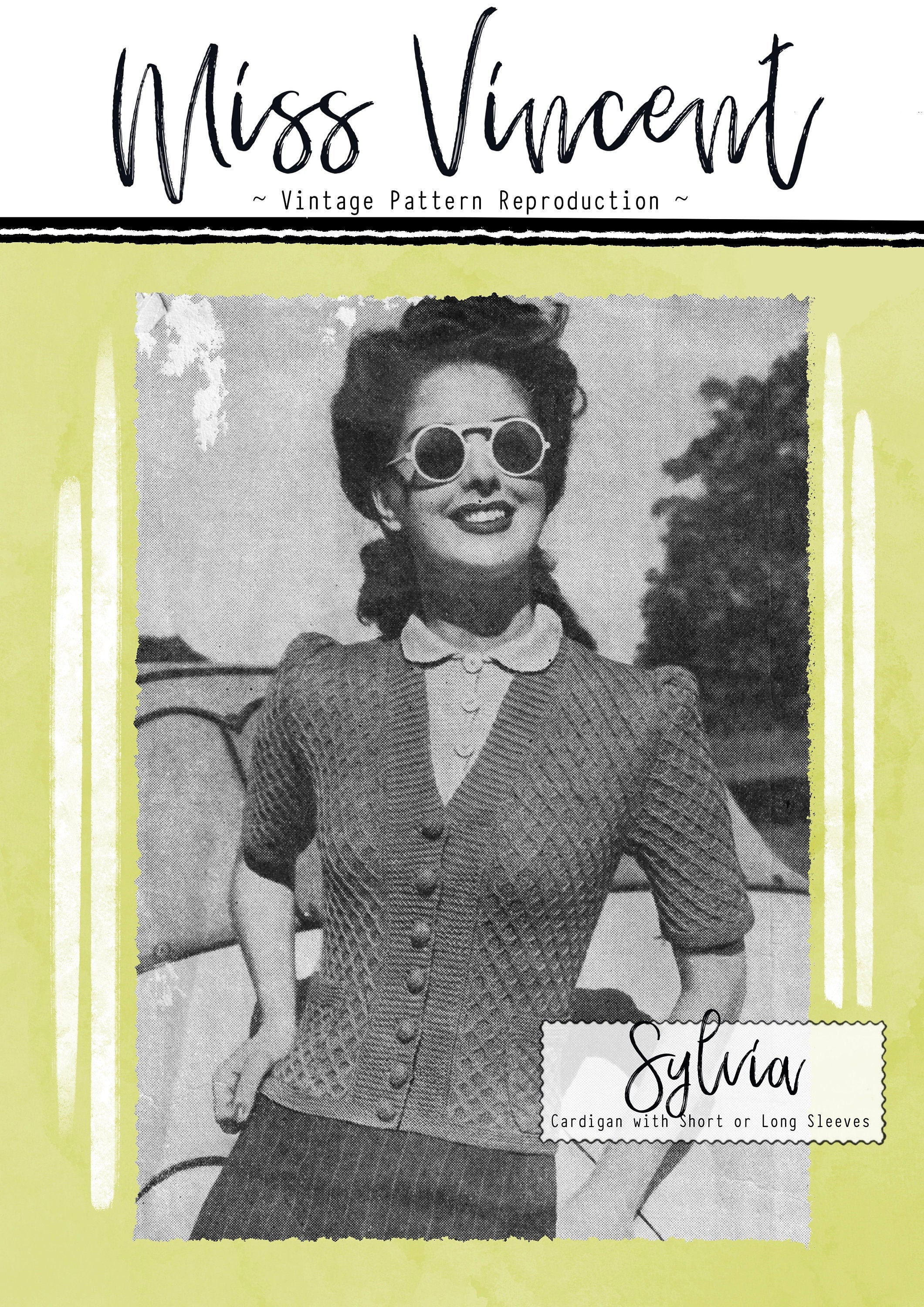 Sylvia Vintage 1940s Cardigan Knitting Pattern - Etsy Israel