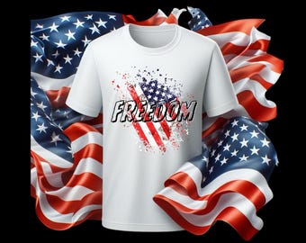 American Flag PNG: "FREEDOM" Design (Digital Download)