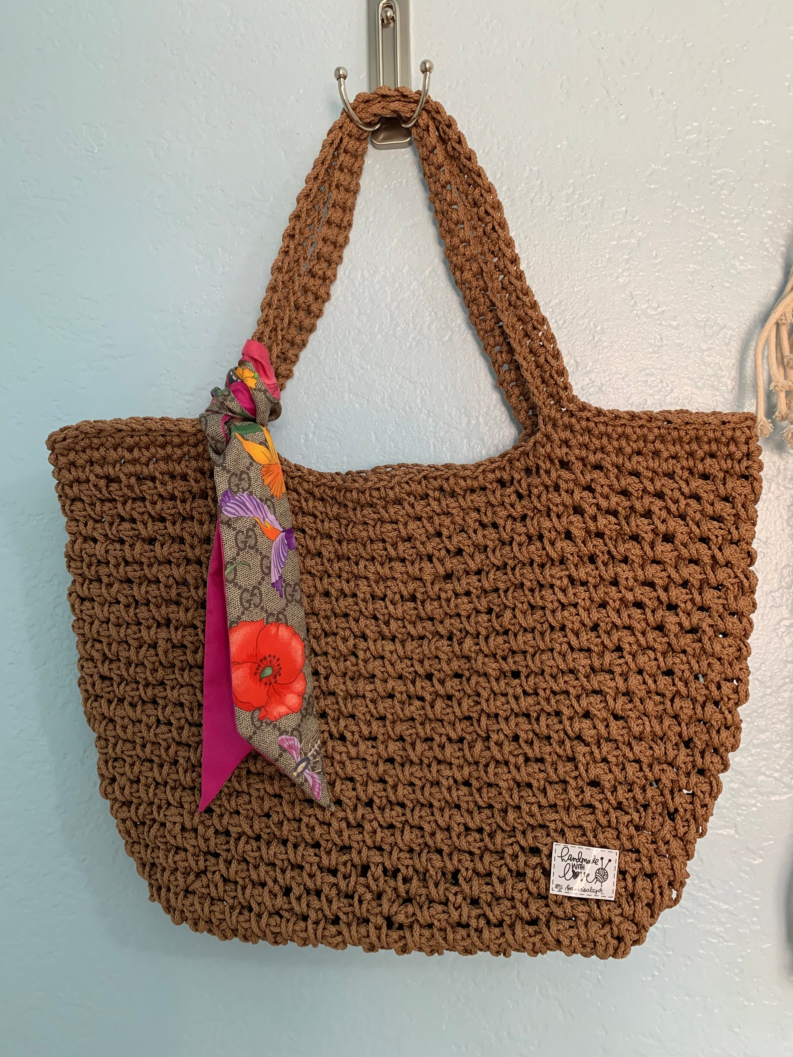 Crocheted Tote Bag using macrame cords Etsy