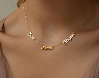 Personalisierte Familiennamen Halskette, Benutzerdefinierte Kindernamen Halskette, 18K Gold Mom & Oma Halskette, mehrere Kindernamen, Muttertagsgeschenk