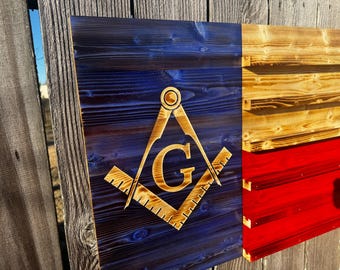 Freemason Challenge Coin Holder, Masonic Texas Flag Coin Display, Masonic Gift, Freemason Wall Art, Coin Holder Flag