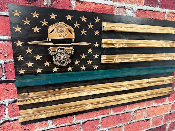 Border Patrol Challenge Coin Holder Flag, USBP Coin Display, Border Patrol Gift, Retirement Gift, Thin Green Line Coin Holder