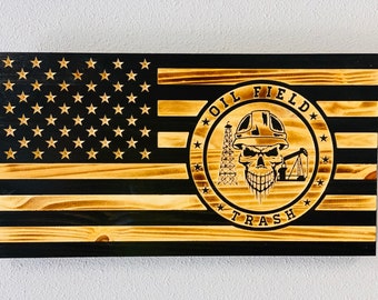 Oilfield American Flag | Roughneck Gift | Oil Field Trash Wooden Flag | Oil Rig Wall Decor | Oilfield Decor