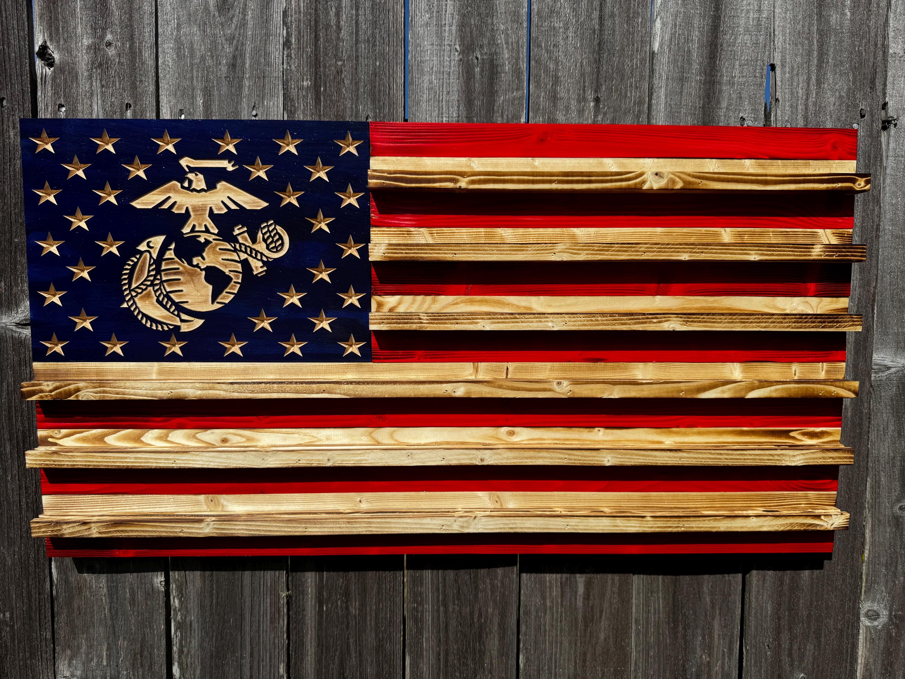 USMC Challenge Coin Flag, Marine Corps Coin Holder Display, Eagle Globe ...