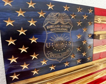 HSI Challenge Coin Holder, Homeland Security Coin Display, HSI Special Agent Gift, DHS Coin Holder Flag, Retirement Gift
