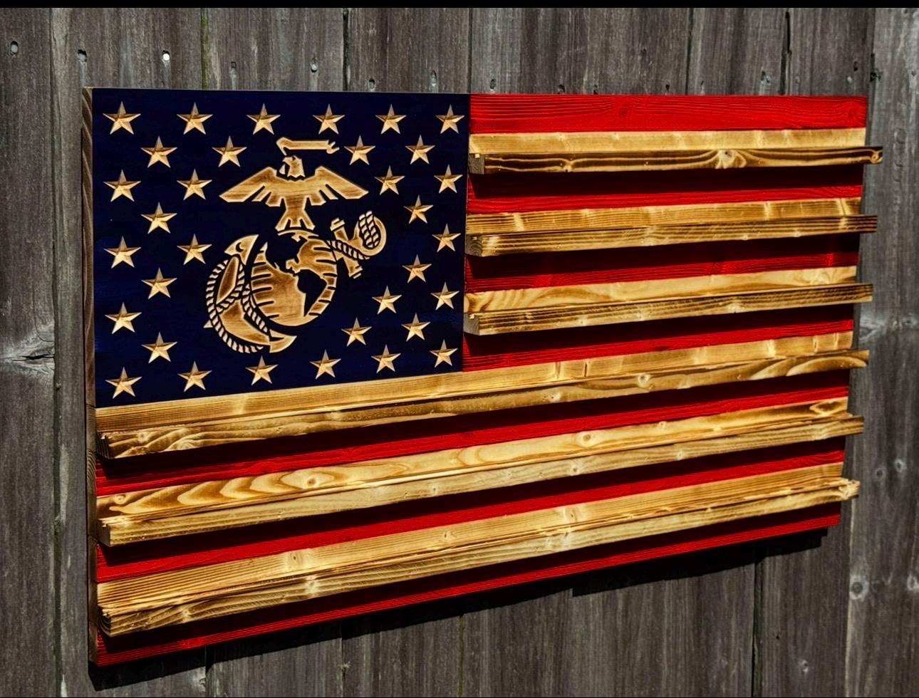 USMC Challenge Coin Flag, Marine Corps Coin Holder Display, Eagle Globe ...
