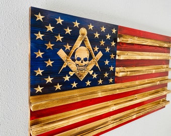 Freemason Challenge Coin Holder, Masonic Coin Display, Masonic Gift, Freemason Wall Art, Masonic Coin Holder Flag