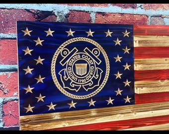 Coast Guard Challenge Coin Holder, USCG Coin Display Flag, Coast Guard Gift, Military Coin Holder, Veteran Gift, Coin Rack