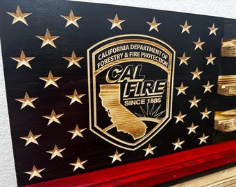 CAL FIRE Challenge Coin Holder, Firefighter Coin Display Flag, Cal Fire Gift, Firefighter Gift, Firefighter Coin Holder, Coin Rack
