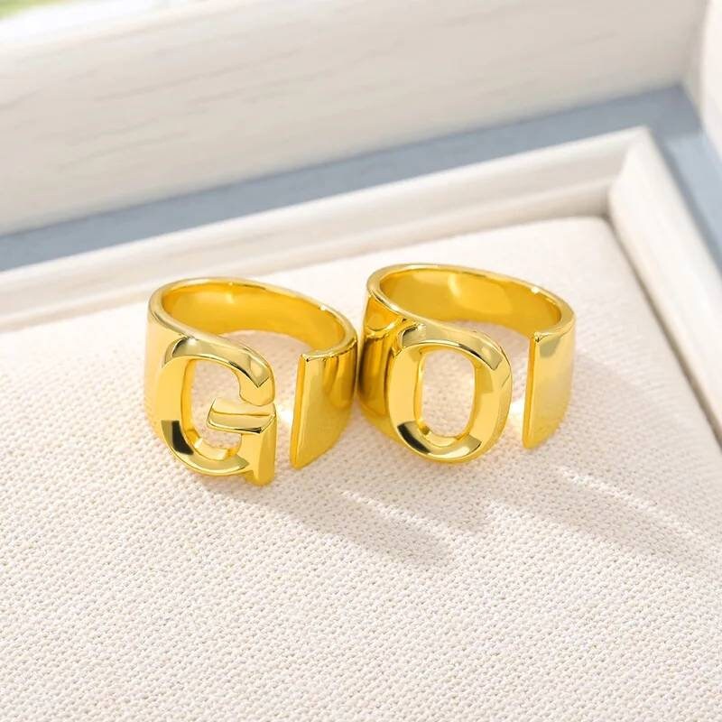 Gold Initial Rings for Women Gold Letter Ring Adjustable Rings Etsy UK