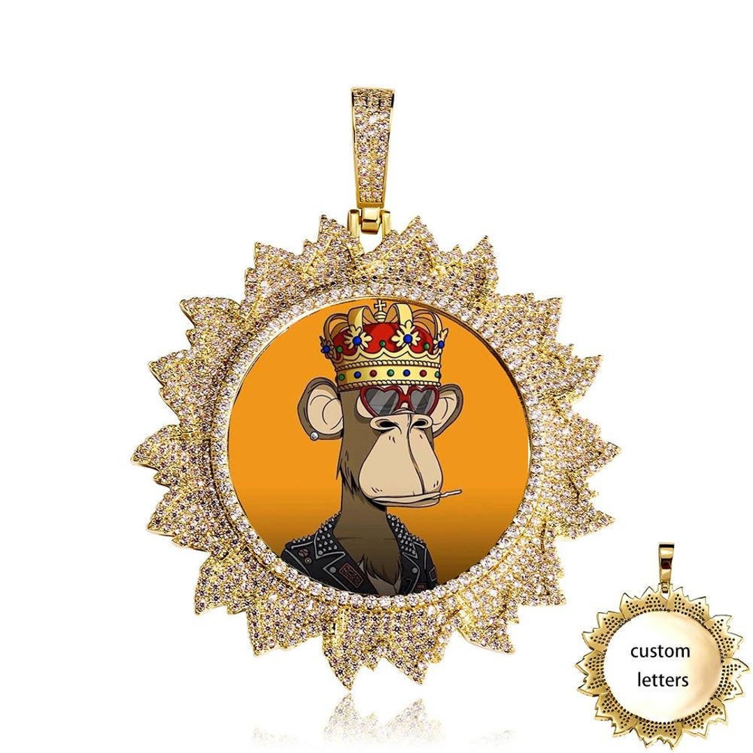 Picture Necklace Custom Photo Medallion Pendant Lettering on Etsy