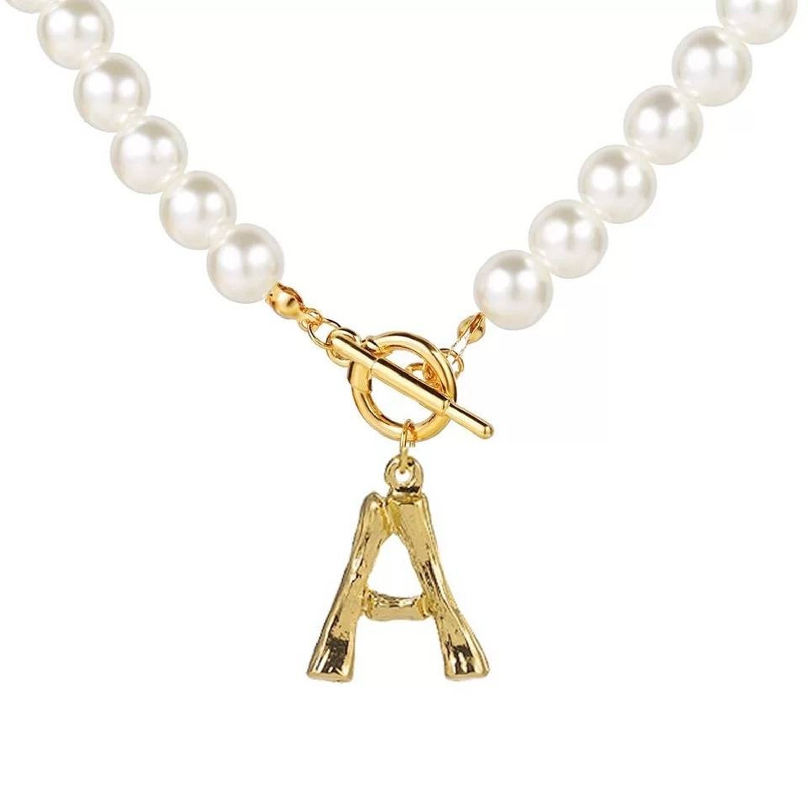 Simulated Pearl Necklace Initial Alphabet Letters Choker - Etsy