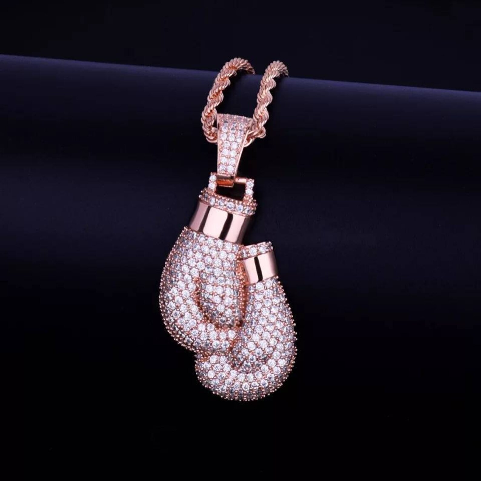 Boxing Gloves Chain Pendant Necklace Hip Hop Jewelry CZ Etsy UK