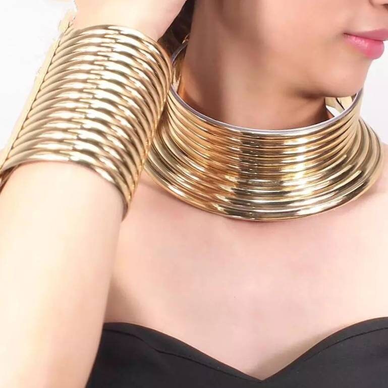 Vintage Leather Choker Necklace Bracelet Set For Women African Etsy