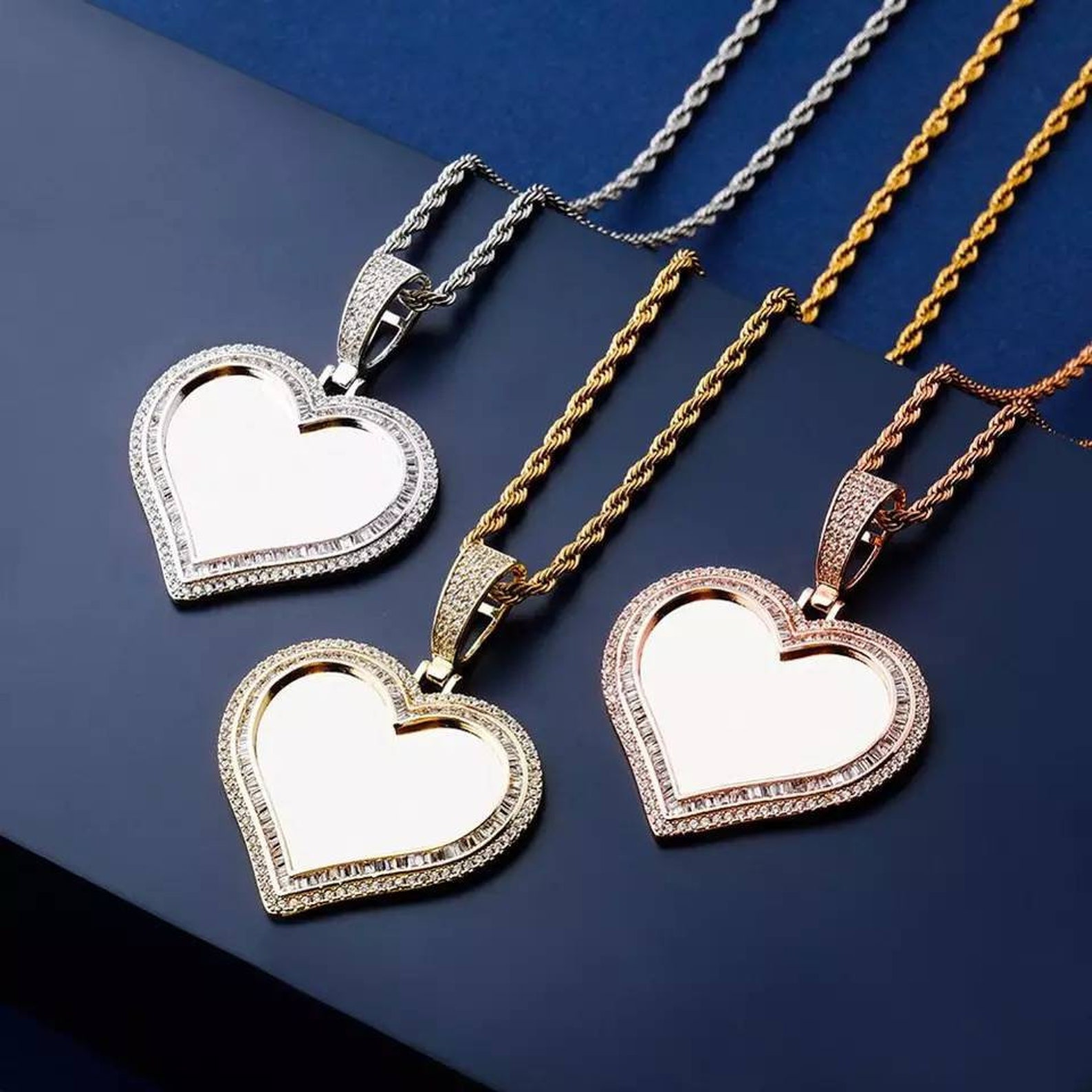 Personalized Custom Photo Medallions Heart Pendant Photo - Etsy