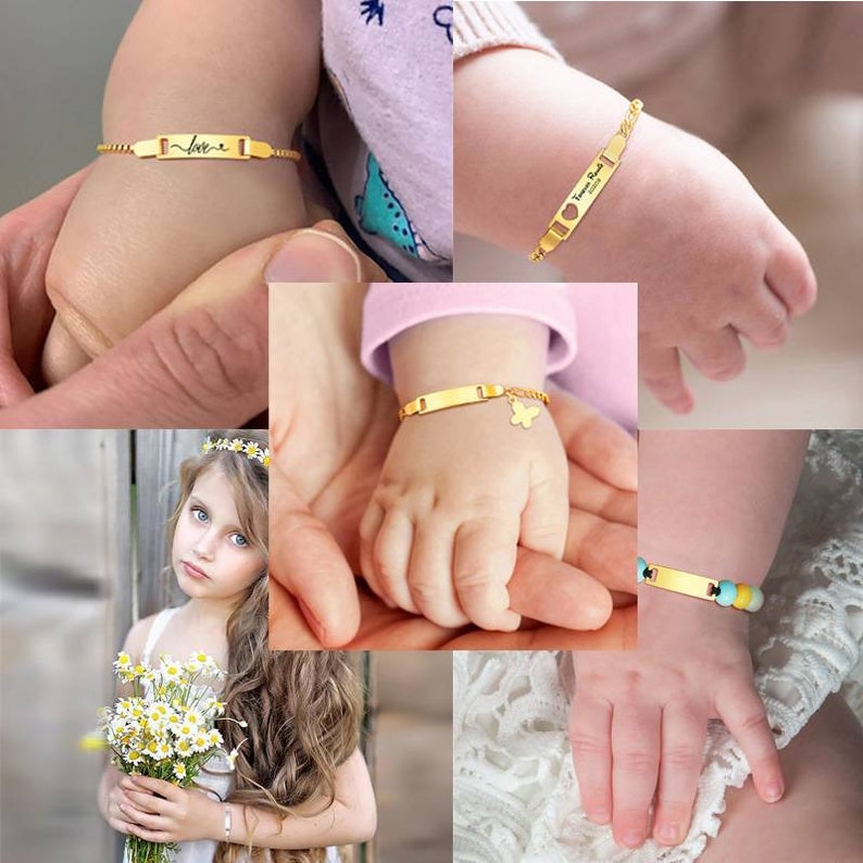 Gold Baby ID Bracelet Gold Baby Bracelet 1st Birthday Etsy