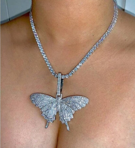 Animal Butterfly Necklace Pendant Iced 
