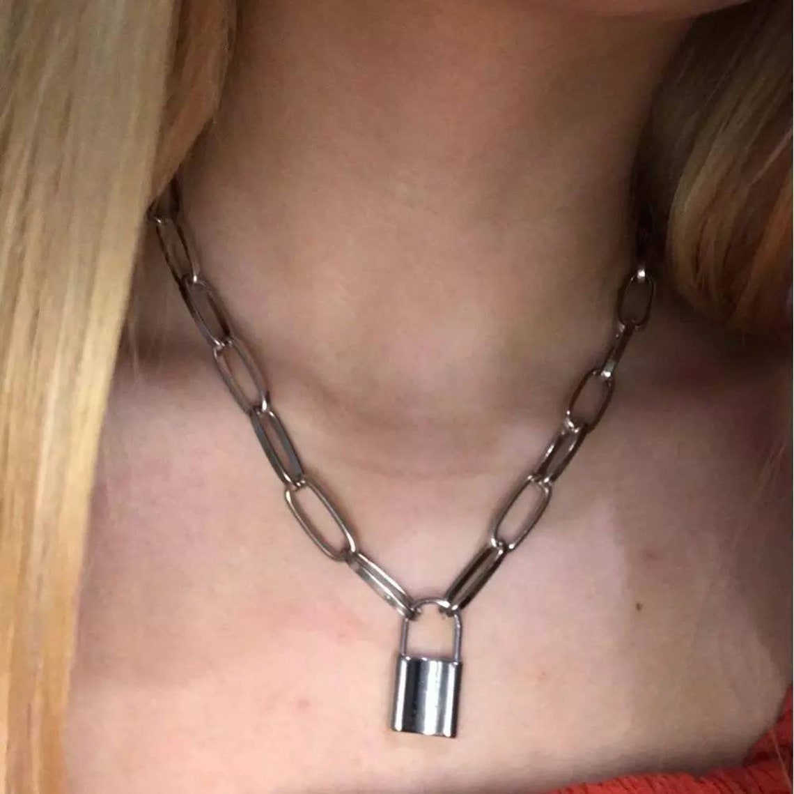 Rock Choker Lock Necklace Layered Chain On The Neck Padlock Etsy