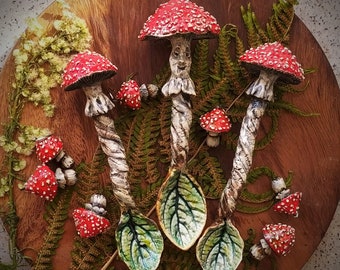 Ceramic spoon - fly agaric.  Cool psychedelic spoons for a gift.  Magic mushroom ceramic.