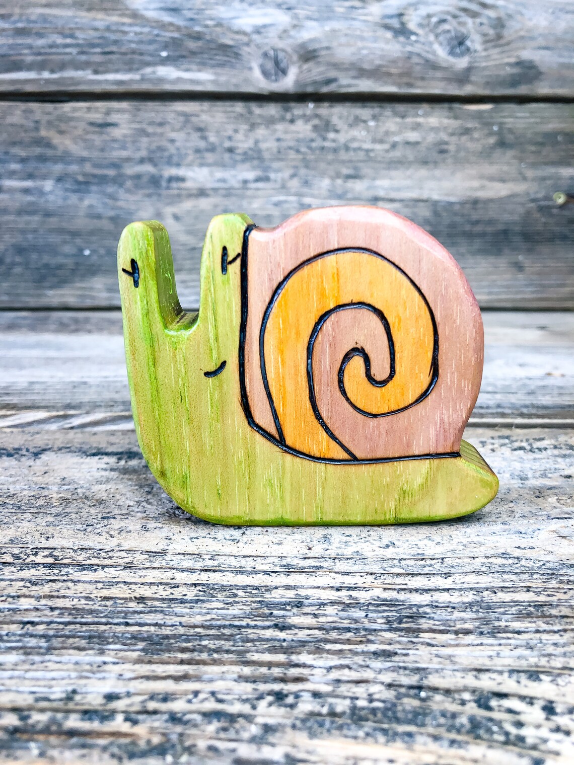 Wooden Snail Toy Waldorf Wooden Snail Slug Animal Toys Dyed Etsy
