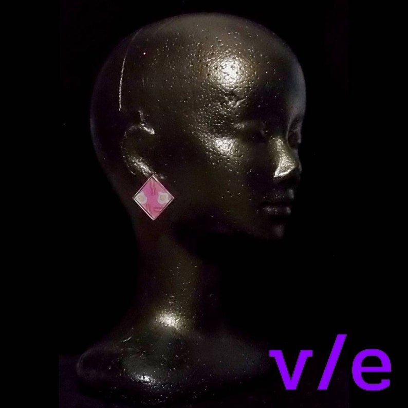 Pink Square Stud Earrings