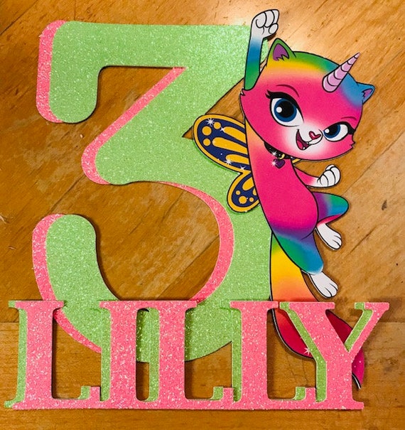 Download Rainbow Butterfly Unicorn Kitty Personalized Cake Topper Etsy PSD Mockup Templates