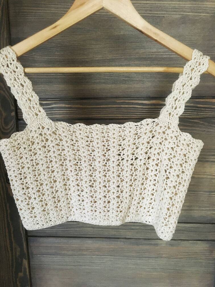 Crochet Top Crochet Crop Top Crochet Blouse Ecru Women Fashion - Etsy