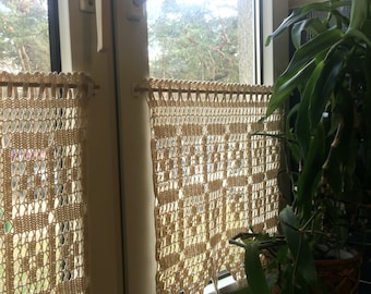 Häkelspitze Cafe Vorhänge: Ecru Beige, Vintage Küche