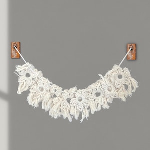 Boho Wall Decor Garland ~ Macrame Wall Hanging ~  Neutral Beige Woven Tapestry ~Tassels ~ Nursery Bedroom Gifts ~ Australia