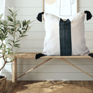 Throw Pillow Covers in Black and White with Tassels 18 coastal decor pillow Modern farmhouse french country cushions Australia image 7