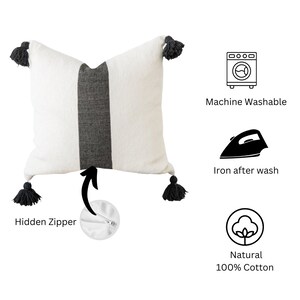 Throw Pillow Covers in Black and White with Tassels 18 coastal decor pillow Modern farmhouse french country cushions Australia image 4