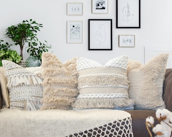 White boho pillows sale