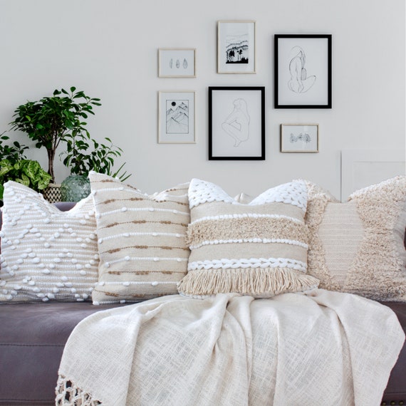 Set Of 4 White Textured Pillow Covers Set Of 4 White Textured Pillow Covers