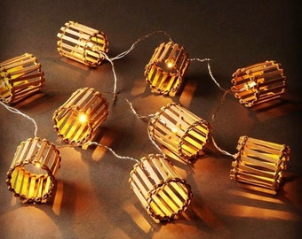 Guirnaldas de luces de ratán - Faroles de bambú - Guirnaldas de luces para interiores - Luces para jardín de hadas - Guirnaldas de luces para exteriores
