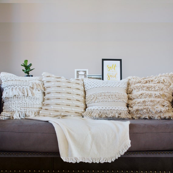 Set Of 4 White Textured Pillow Covers Set Of 4 White Textured Pillow Covers