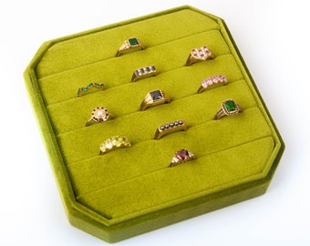Olive Green Velvet Ring Display