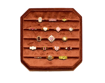 Rusty Brown Velvet Rings Display