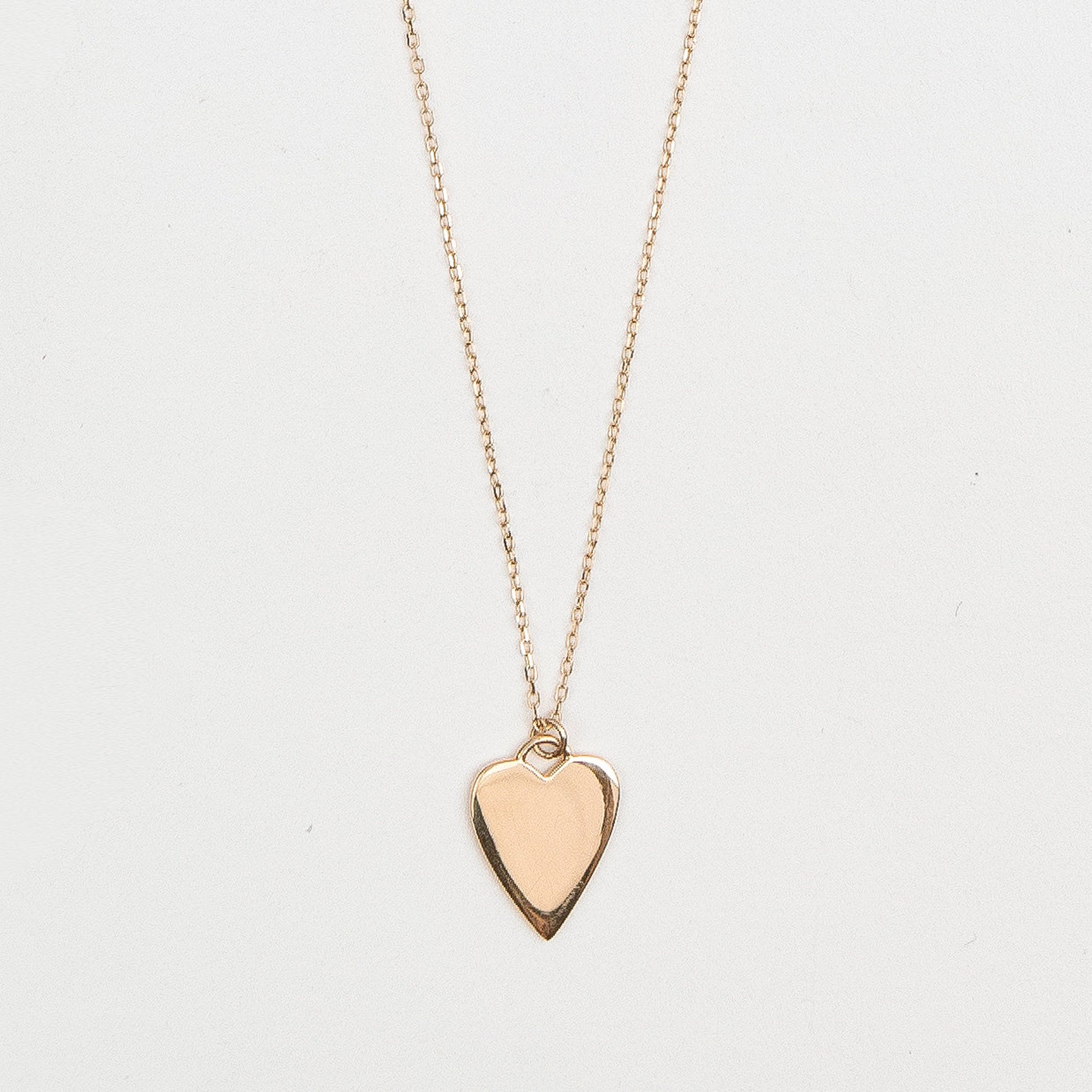 14K Solid Gold Heart Pendant Necklace Heart Necklace - Etsy